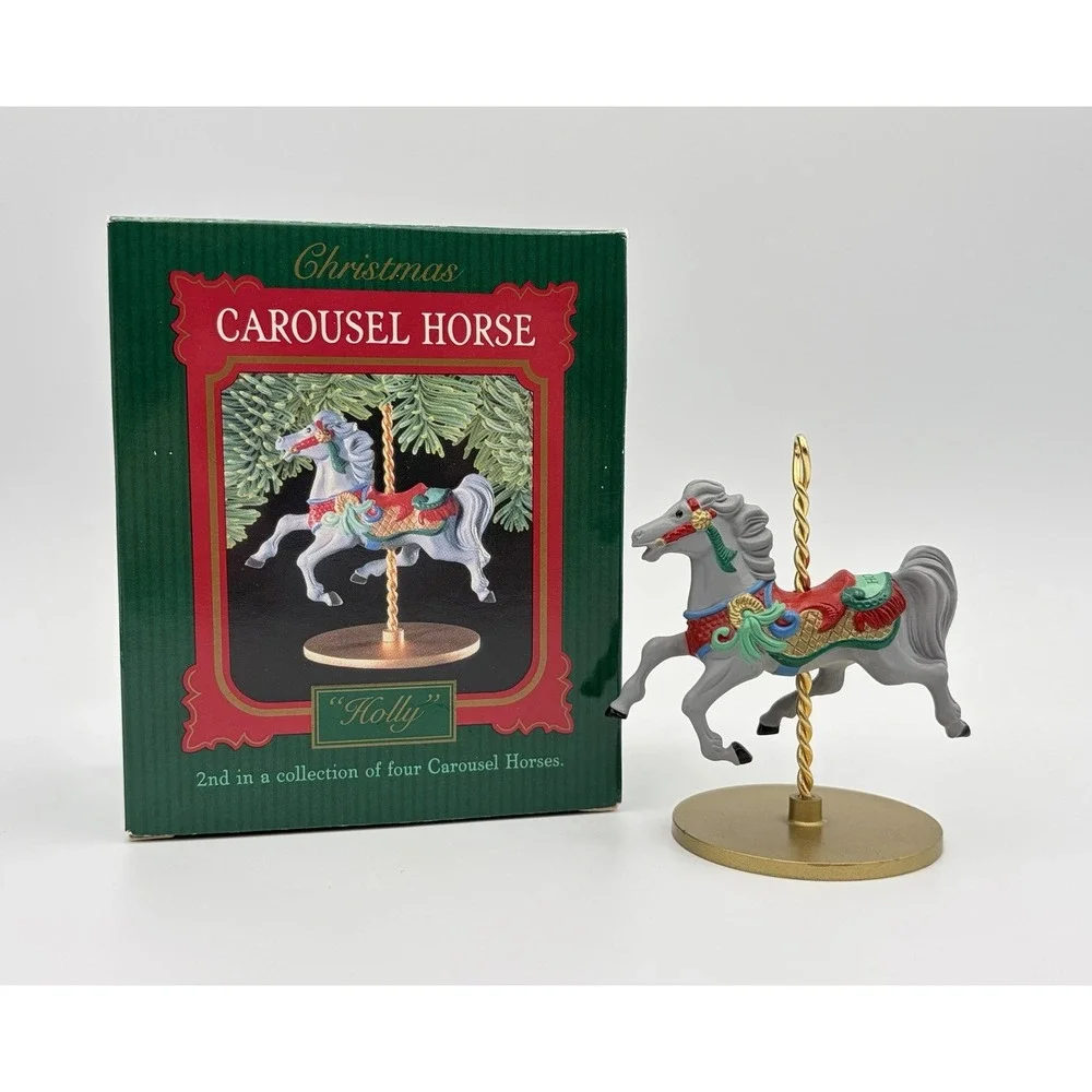 1989 Hallmark Keepsake Ornament Christmas Carousel Horse Holly XPR9722 Vintage